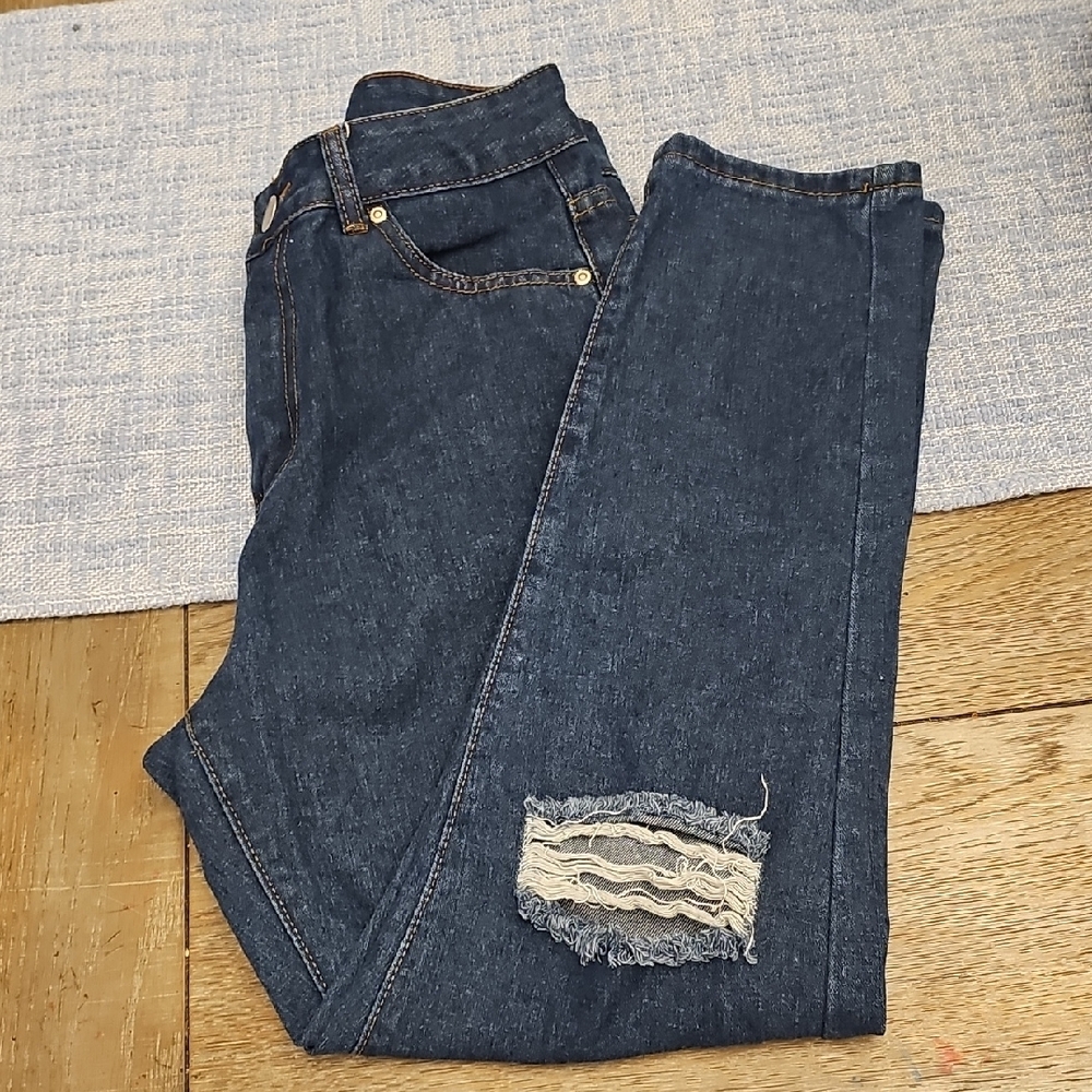 Boohoo Womens Dark Blue Straight Jeans
